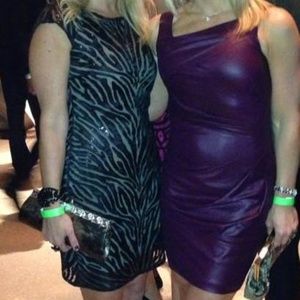 Bailey 44 Black Sequin Zebra Print Dress